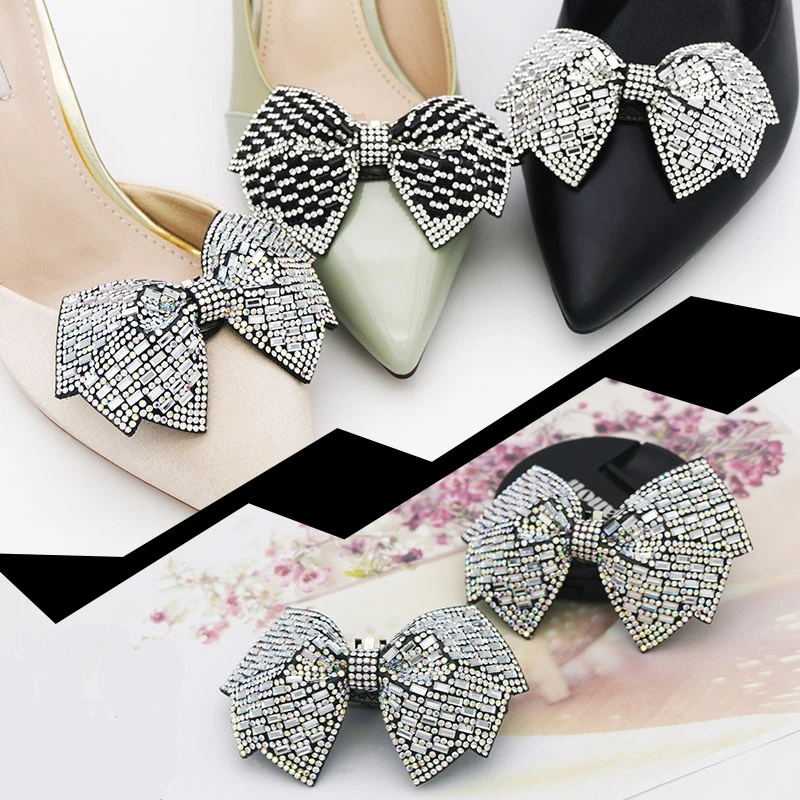 

2Pcs=1Pair Crystal Rhinestones Wedding Party Prom Bow Shoe Clips Buckles Decorations DIY Craft Accessories for Bride Women