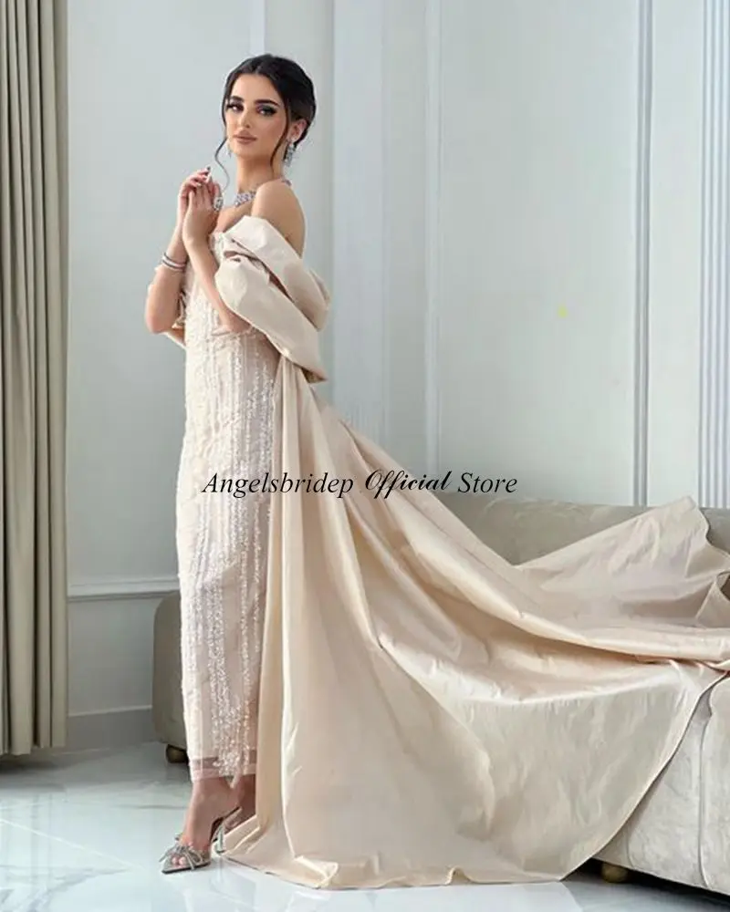 Роскошные блестящие тюлевые вечерние платья Fivsole Дубая с длинной накидкой шаль