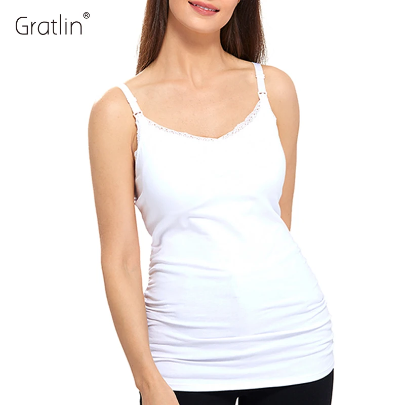 

Gratlin Nursing Tank Top Breastfeeding Cotton Vest Maternity Cami Tops Soft Sleepwear Plus Size Cross Back Summer S M L XXL