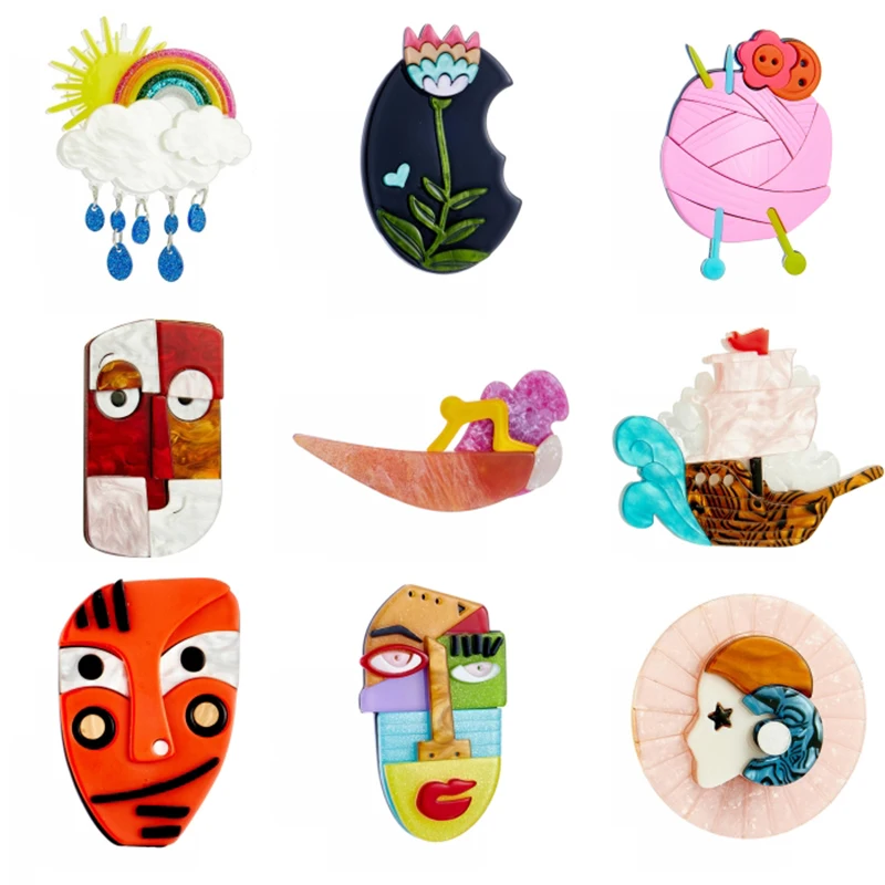 Модные Мультяшные Акриловые Броши YAOLOGE с радужными облаками для женщин и детей, прекрасный значок для маски, булавки для лацканов, модные украшения для вечерние Ринок, подарки