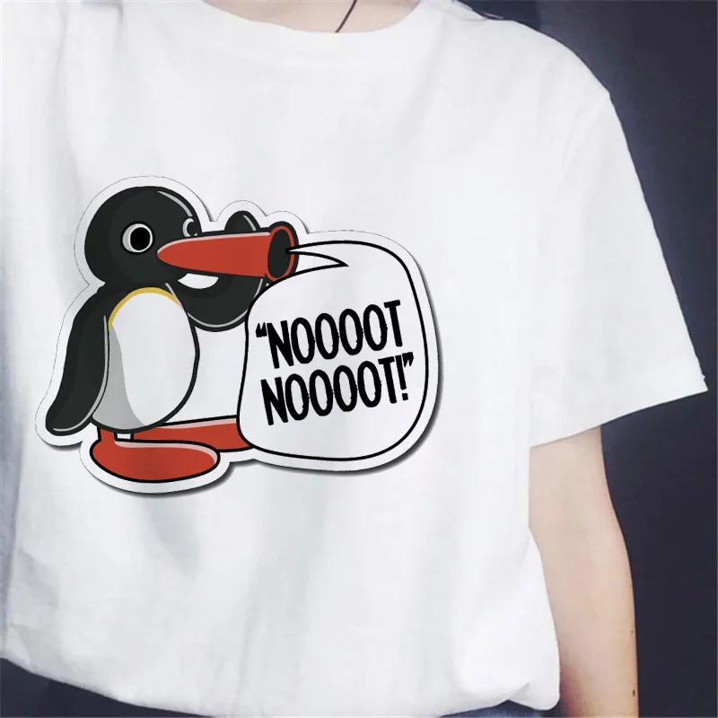 

Женская футболка с принтом пингвина, белая футболка с круглым вырезом и буквенным принтом в стиле ретро, новинка 2022
