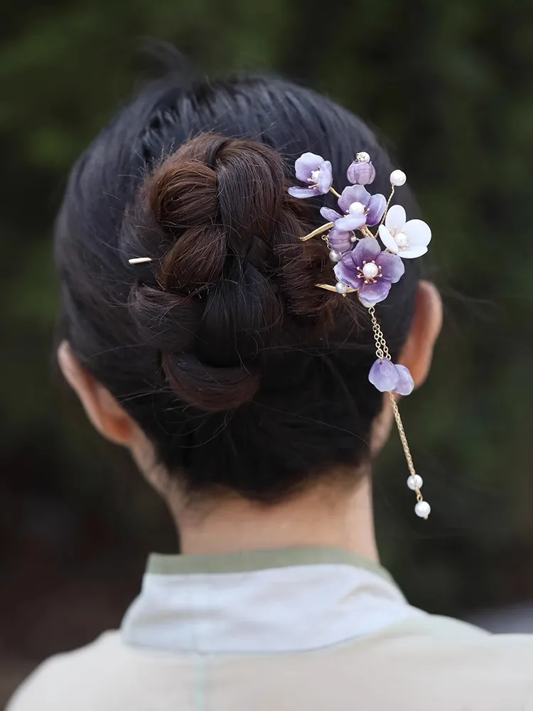 FXLRY Original Design Handmade U-shaped Purple Lily Of The Valley Flower Hairpin Accessories