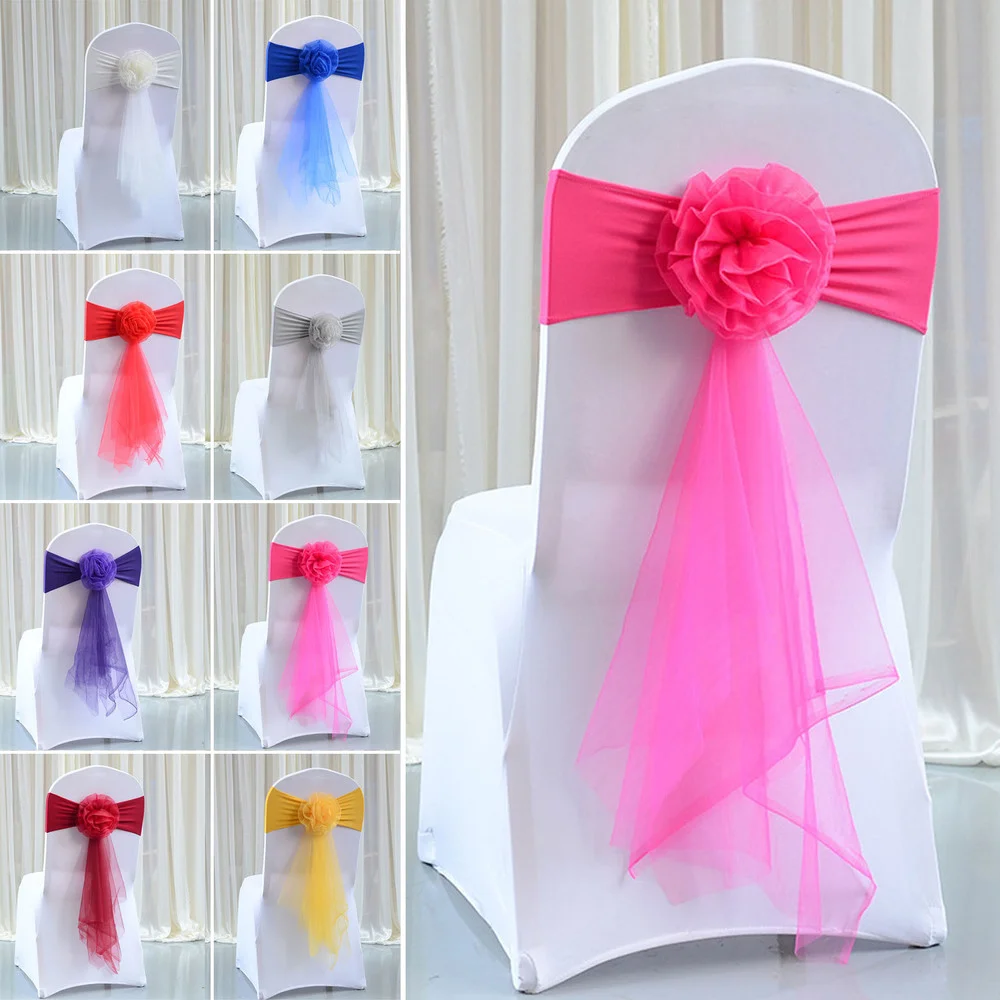 

10PCS Organza Chair Bow Birthday Wedding Party Restaurant Indoor Outdoor Chair Back Bow Ribbon Home Table Decoration