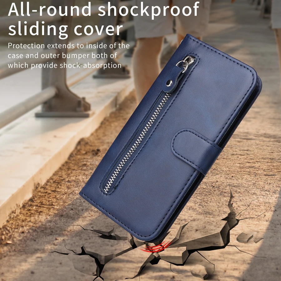 Wallet Luxury Artificial Cowh Stand Zipper Case For iPhone 14 Pro Max 13 Pro Max 12 Pro Max 11 Pro Max XS Max X XR 8 7 6 6S Plus