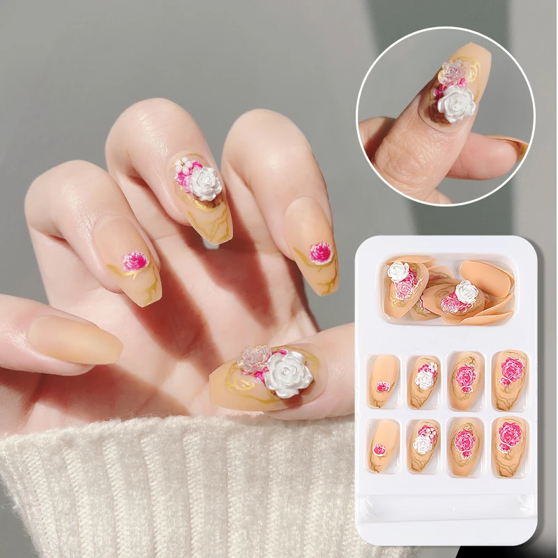 24 шт./корт. С украшением накладные ногти с длинным гроб искусственные полное