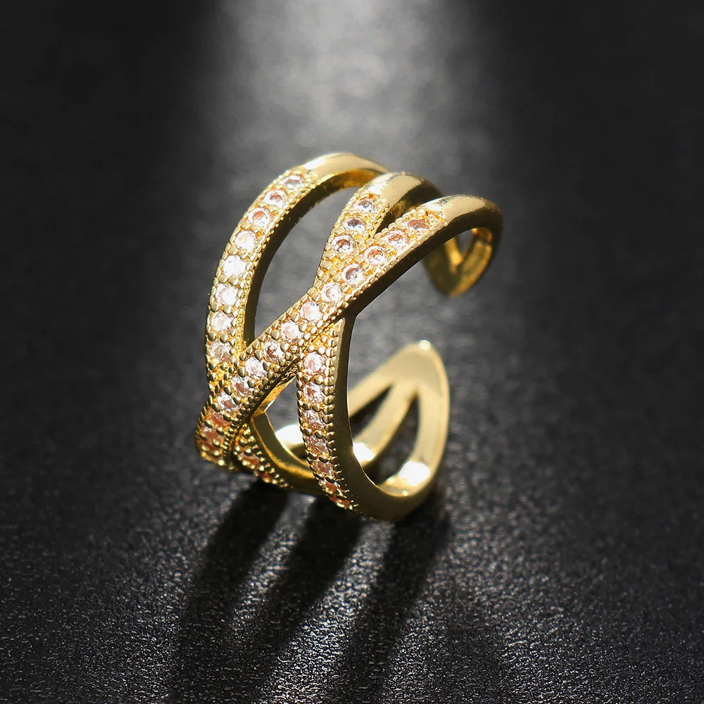 

Emmaya New Arrival Simplicity Style Geoemtry Shape Adjustable Ring For Female Fashion Party Noble Zirconia Fine Jewelry