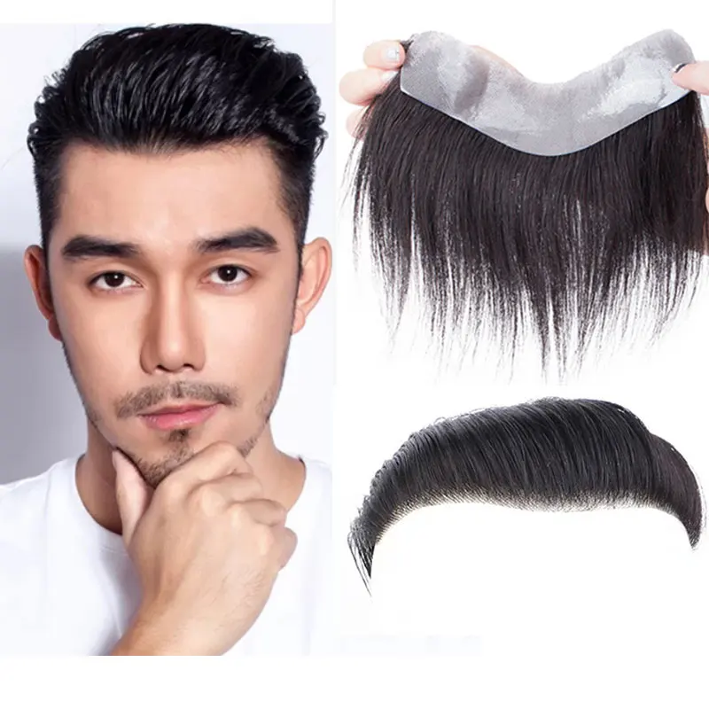 Мужские парики из тонкой кожи ПУ, v-образная петля, передние системы замещения волос, мужские Т-системы, 6 дюймов, человеческие волосы Remy, парики для мужчин, 1B цвет, V фронтальный парик