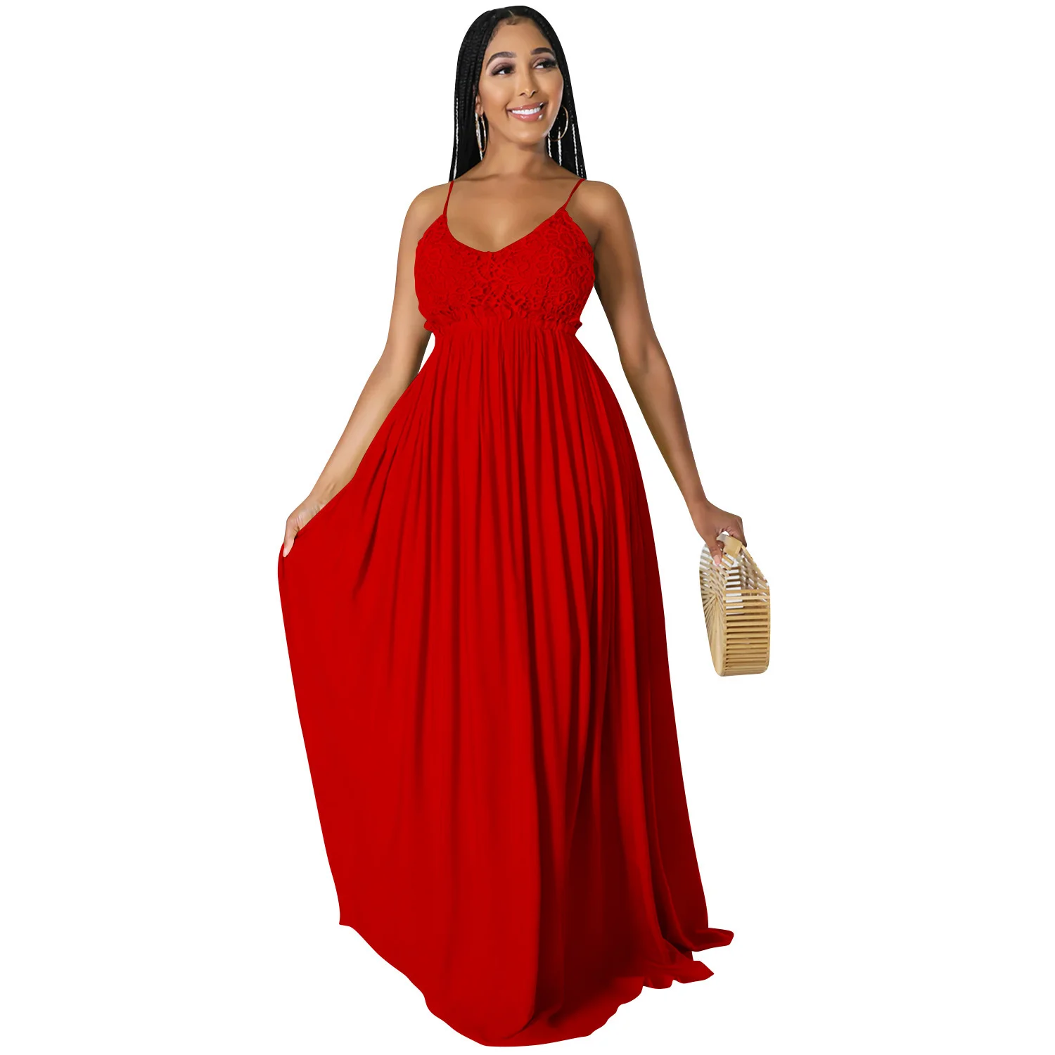 

Cutubly модное платье длинные однотонные платья до пола Vestidos Женская Сексуальная кружевная юбка с запахом на бретельках без рукавов облегающа...