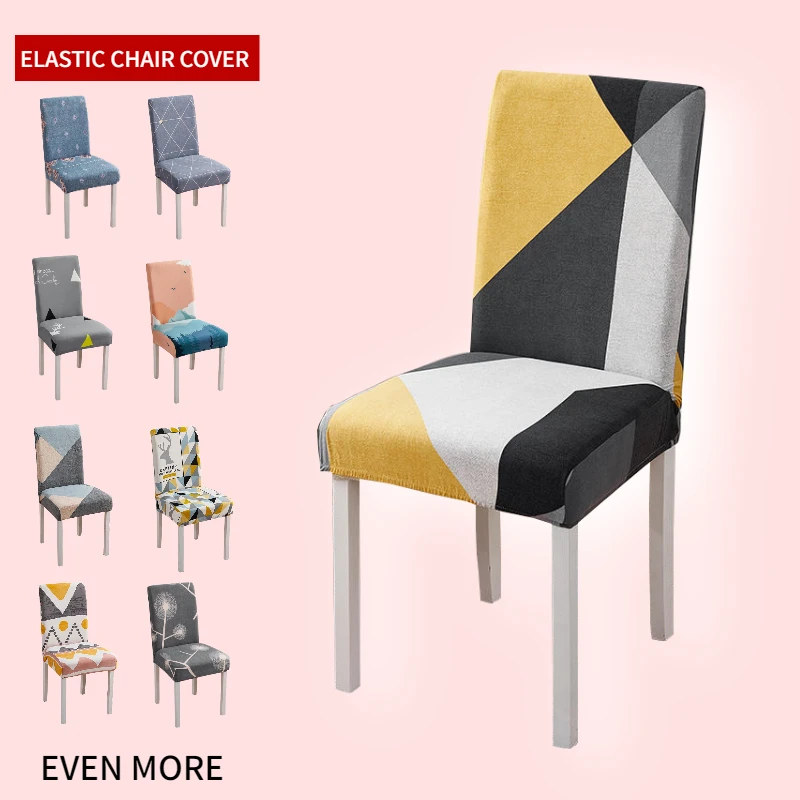 

【Printed Dining Room Chair Cover】Home All-inclusive Removable Anti-dirty Kitchen Dining Room Lattice Elastic Chair Cover