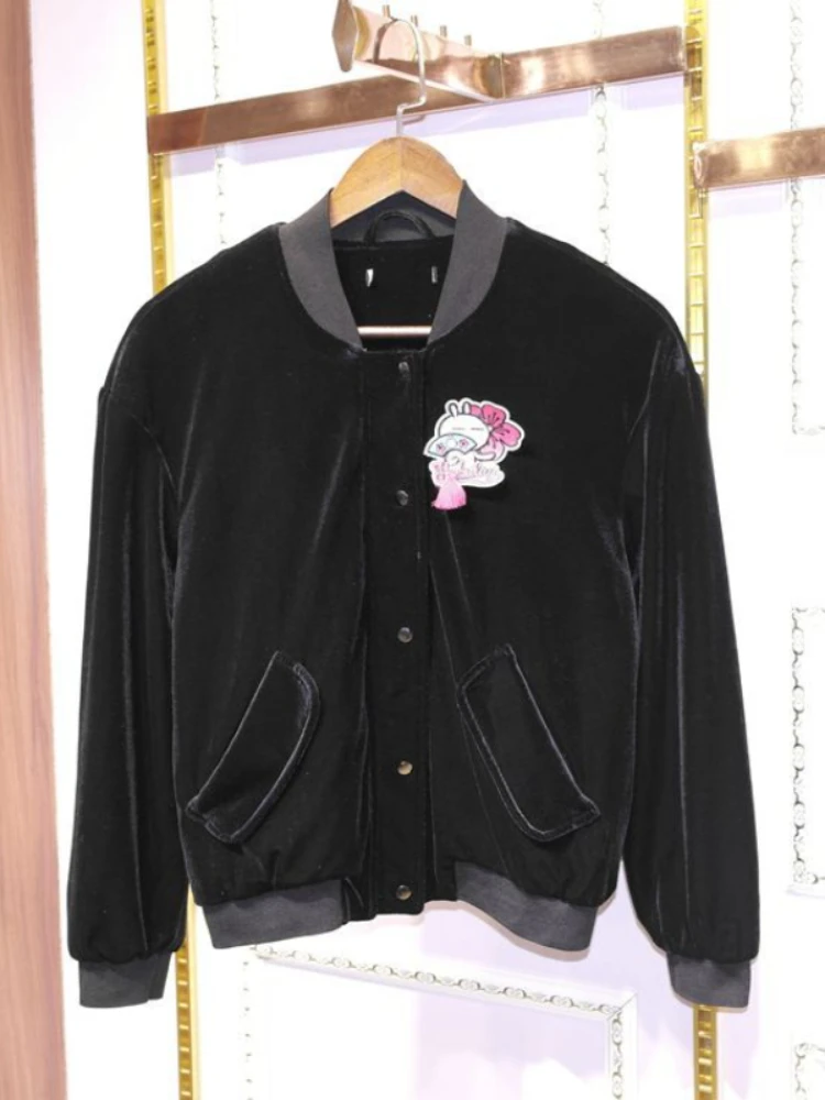 

2022 spring new embroidered velvet jacket women