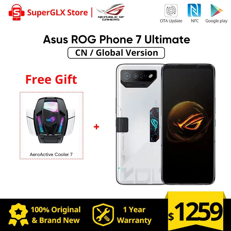 Original New ASUS ROG Phone 7 Ultimate Gaming Phone 16GB 512GB Snapdragon 8 Gen 2 6.78'' 165Hz Refresh Rate 6000mAh ROG Phone 7