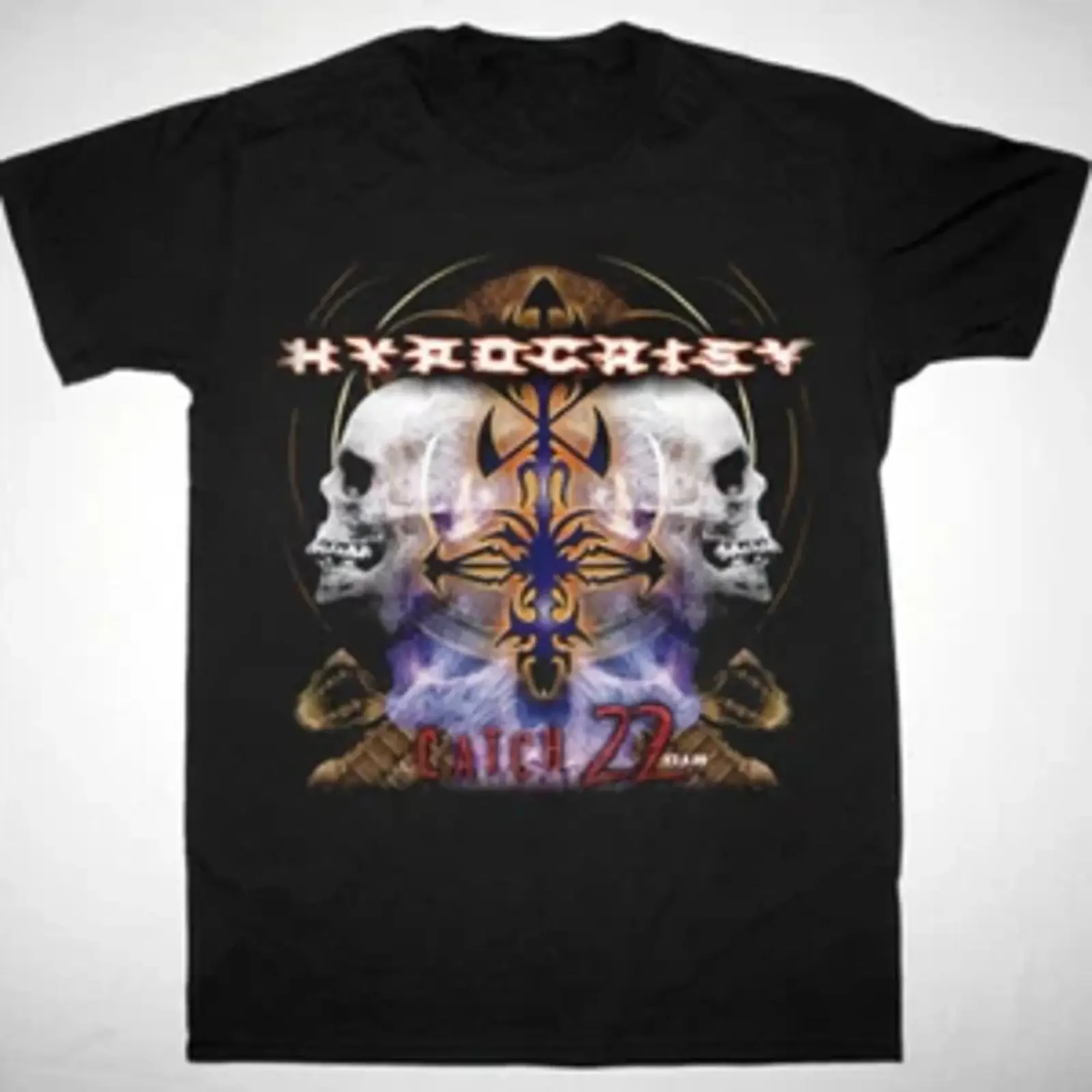 Фото Новая популярная черная футболка Hypocrisy Band из хлопка, винтажная, с эффектом потертости, дизайнерская, модная, универсальная, с графическим принтом, эластичная, все размеры №1