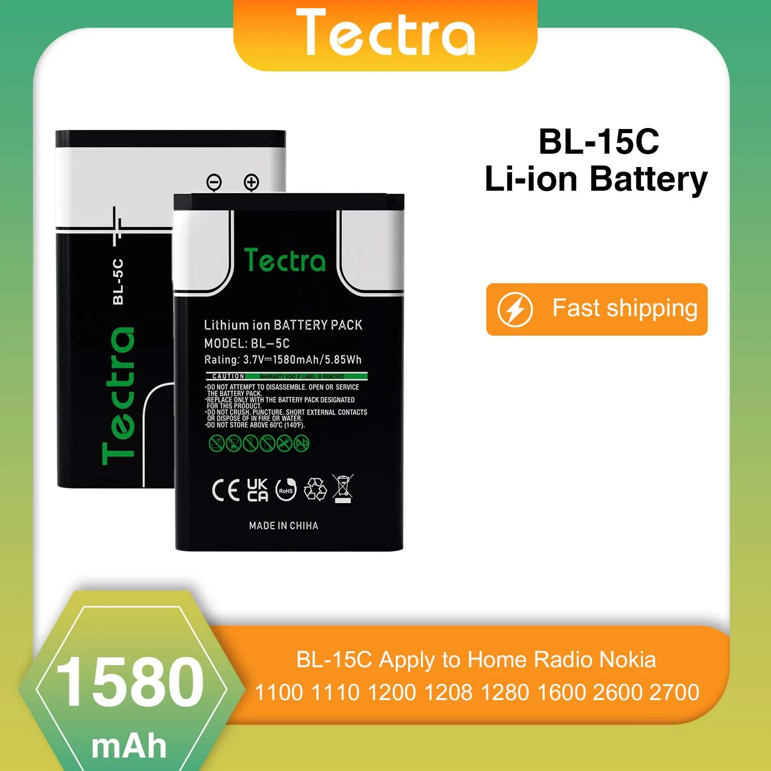 BL5C BL-5C BL 5C литий-ионный аккумулятор для телефона для бытового радио Nokia 1100 1110 1280 1600 2112 2118 2255 2270 3100 3110 5130 N70