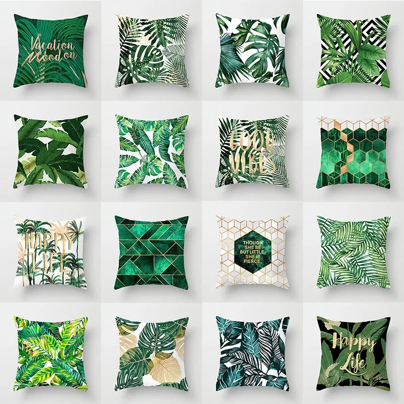 

45*45cm Polyester Throw Pillows Sofa Home Decor Decoration Decorative Pillowcase Tropical Leaf Cactus Monstera Cushion Cover