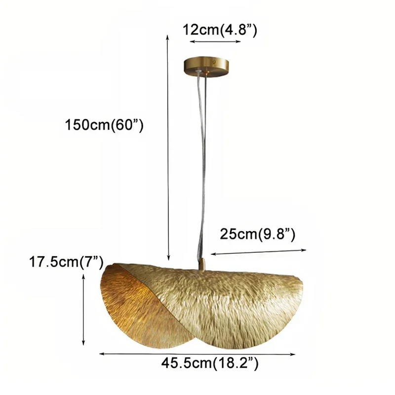 Люстра подвесная в скандинавском стиле с медными листьями