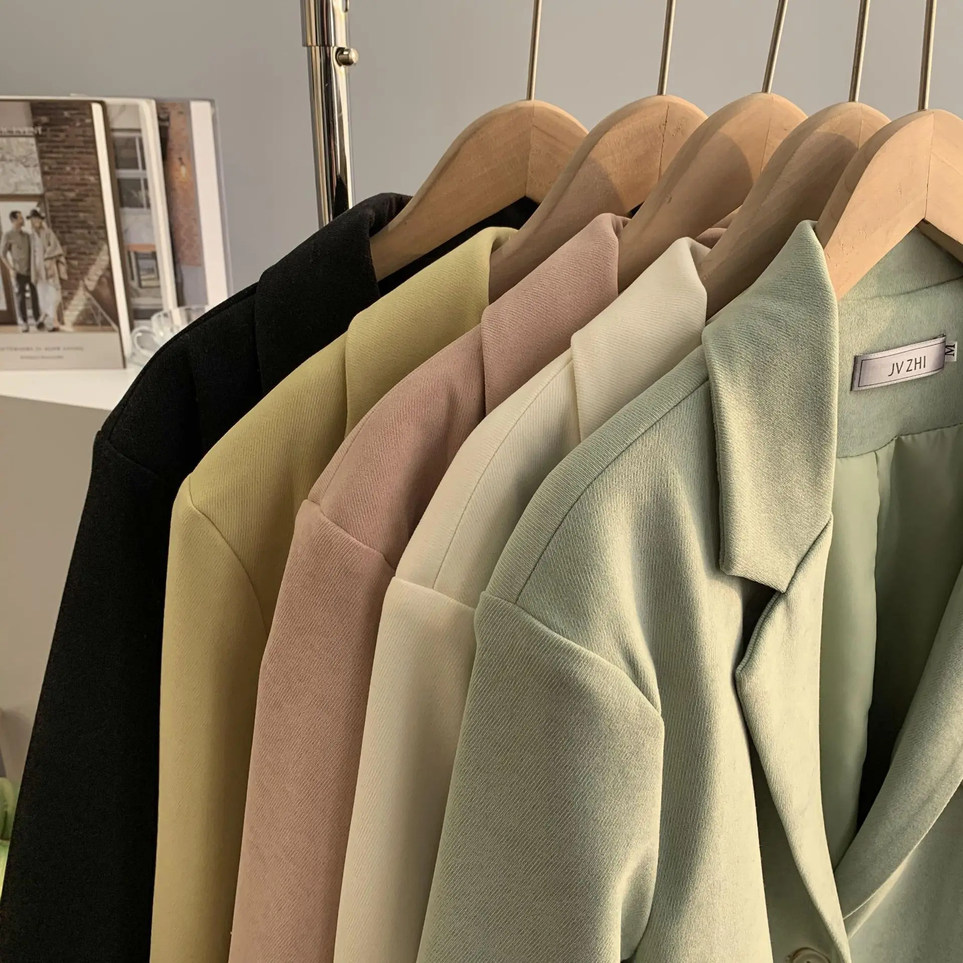 2021 Spring Fall Women Loose Solid Color Suit Jacket Female Candy Color Korean Casual Suit Jacket Woman Harajuku Long Sleeve