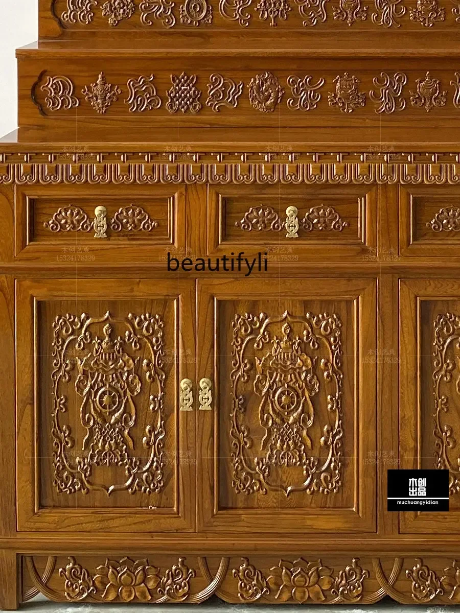 Тибетский буддийский буддистский шкаф для одежды трехслойный алтарь из массива