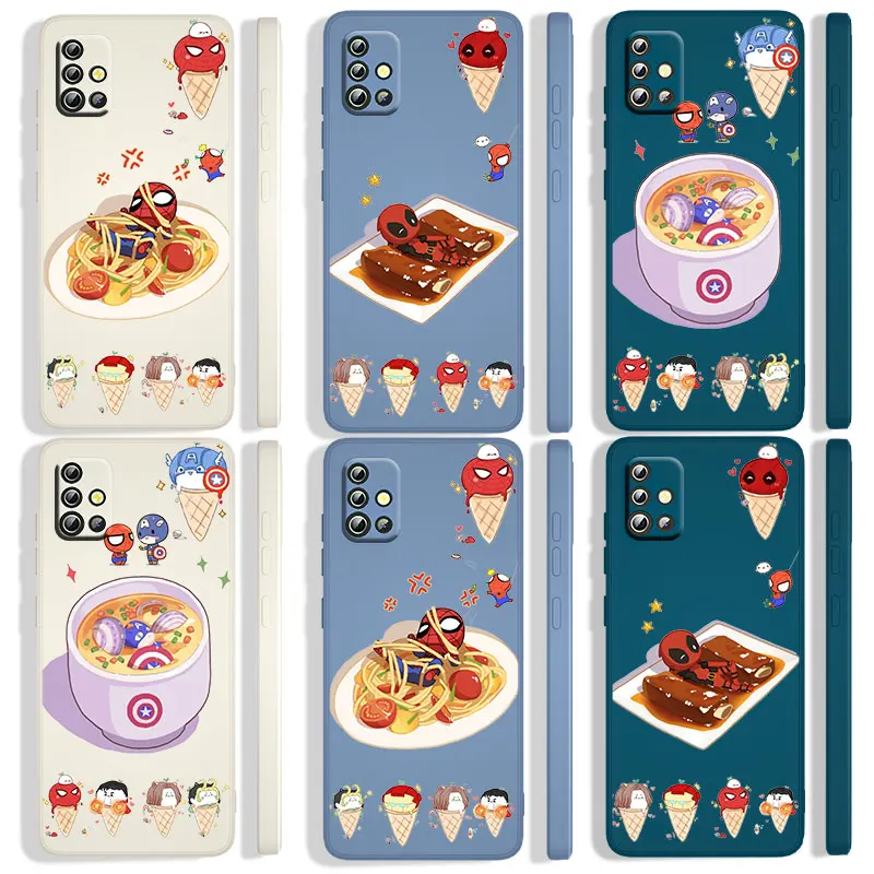 

Marvel cartoon hero For Samsung Galaxy A01 A02 A03S A7 A3 A10 A10S A20 A20S A30 A30S A50 CORE Liquid Rope Cover Funda Phone Case