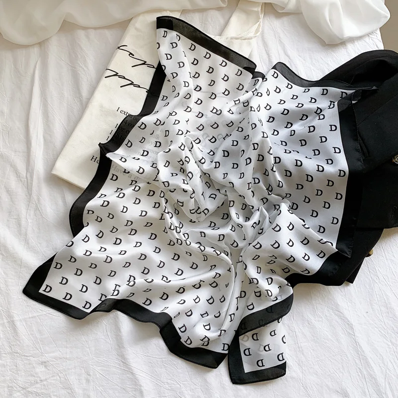 Атласный шелковый шарф Женский дизайнерский брендовый шейный платок шарфы 70 см