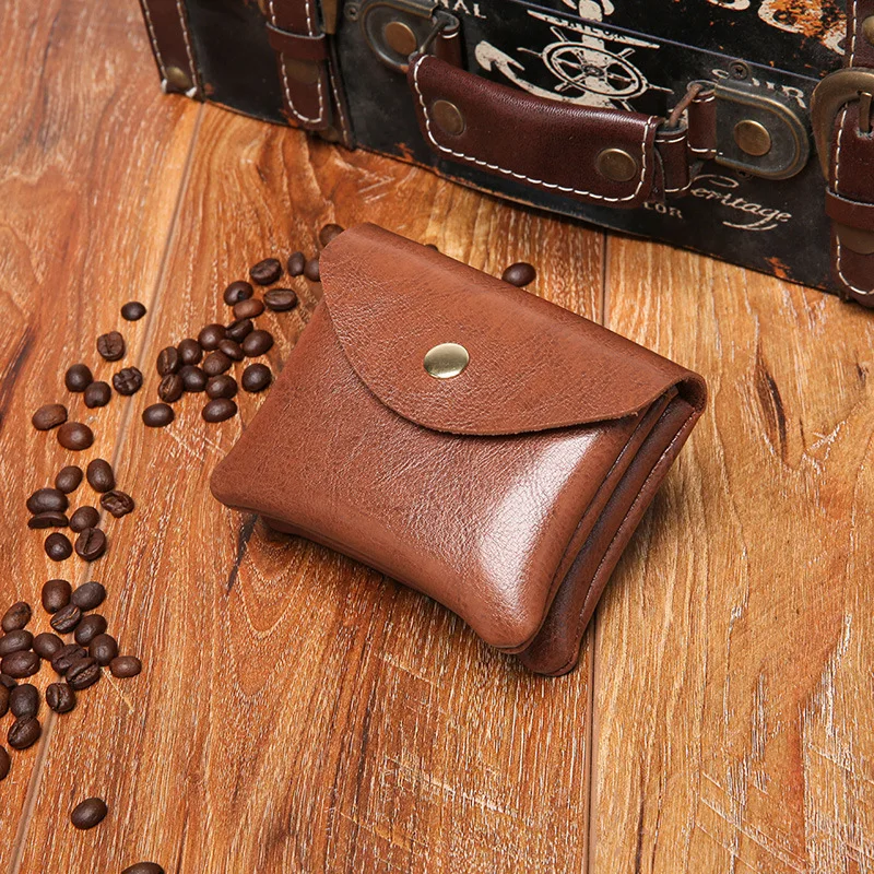 Men's Wallet Women's Small Pocket Genuine Leather Wallet Multifunctional Double Layer Vintage Coin Purse Change Storage Wallets