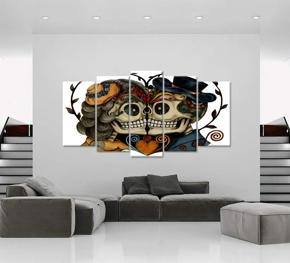 5 шт. винтажный череп голова пара любовь с цветком в глазах красочный