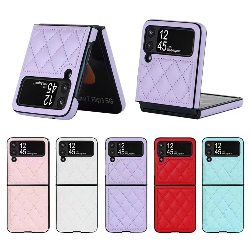 

New Arrivals Solid Color Leather Flip Cover For Samsung Galaxy Z Flip 4 Z Flip 3 Magnetic Flip Phone Case Valentine's Gift