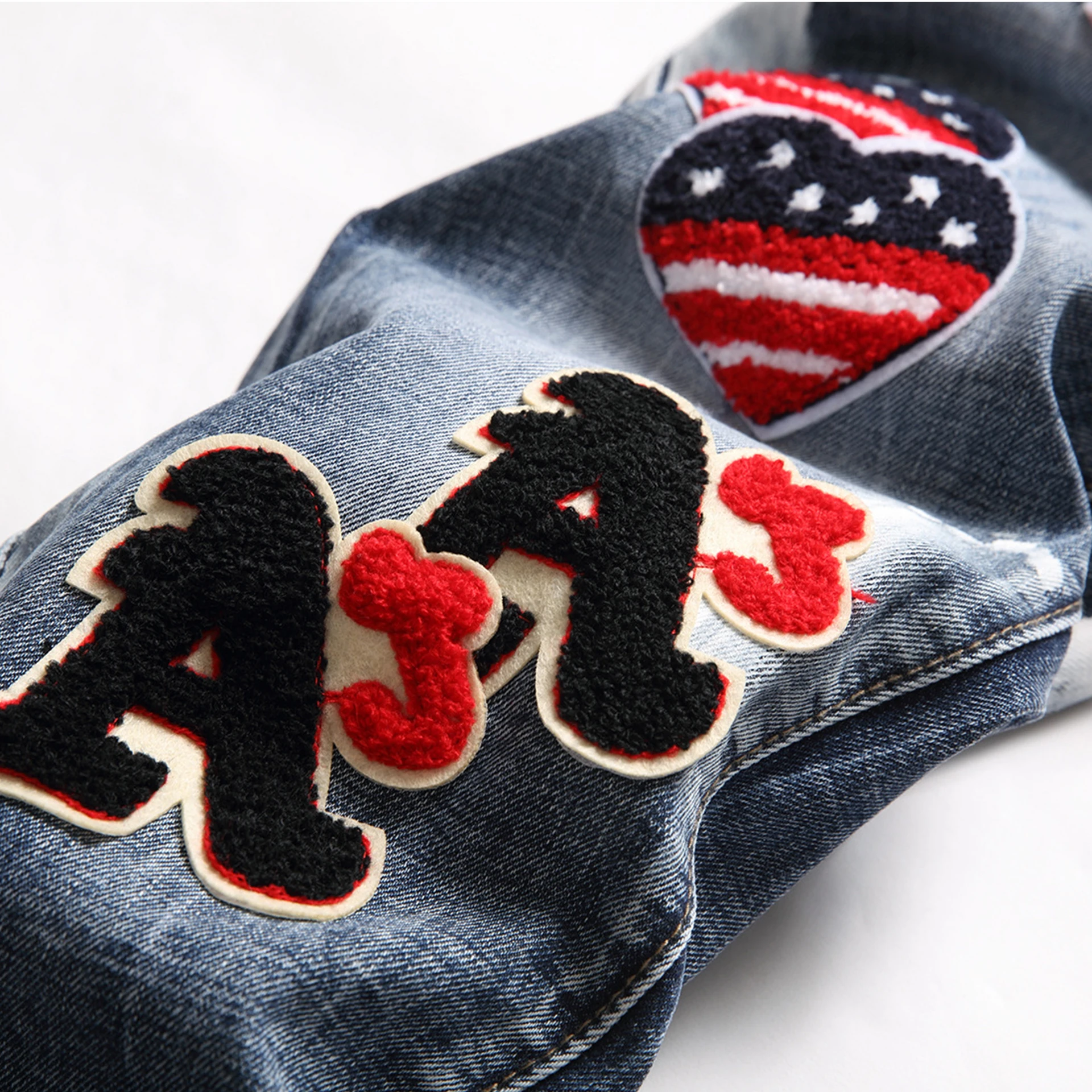 Chic Streetwear Menswear Exterior Decal With Embroidered Slim Straight Leg Pants Hip Hop Nightclub Premium Jeans Calca Masculina