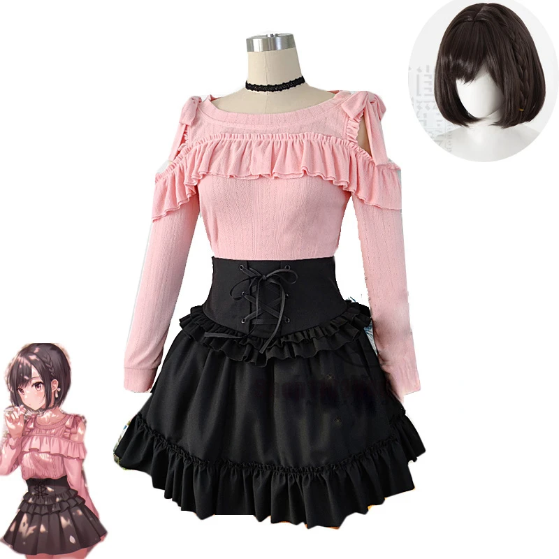 

Game Project Sekai Colorful Stage! Shinonome Ena Cosplay Costume Wig Women Cute Party Pink Suit Top Skirts Halloween Uniforms
