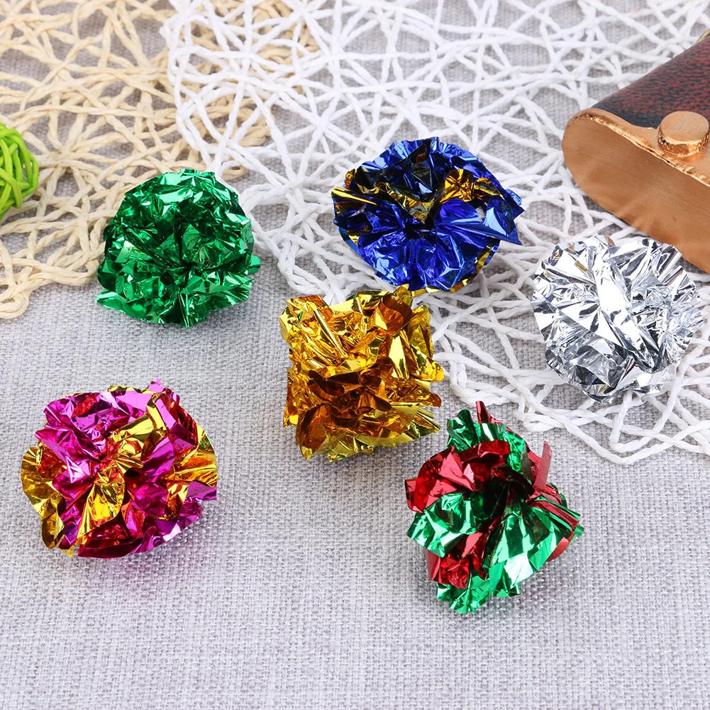 

Crinkle Balls 12pcs Colorful Ball Sound Tin Paper Toy for Cat Durability Vocalization Dolls Bite Squeak Toys