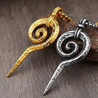 vintage steelgold mayan totem snake scepter pendant necklace men women stainless steel egyptian pharaoh snake necklace jewelry