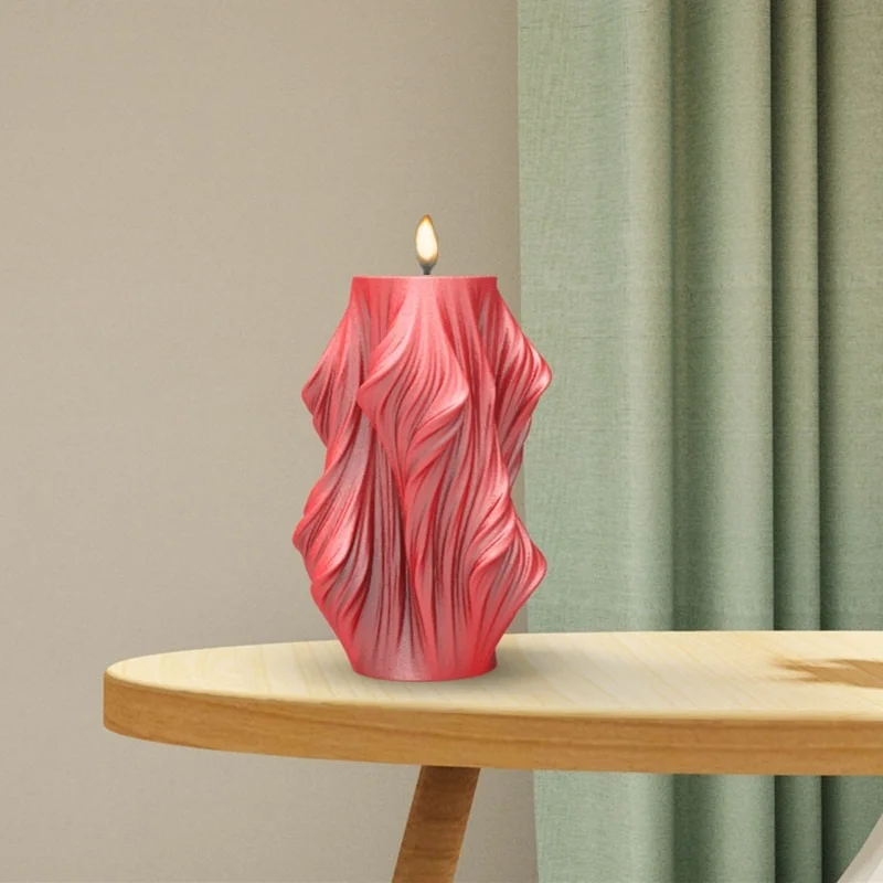 

Irregular Geometric Wave Twirl Candle Molds Taper Abstract Art Decorative Wavy Stripe Pillar Silicone Mould Kit Home Decoration