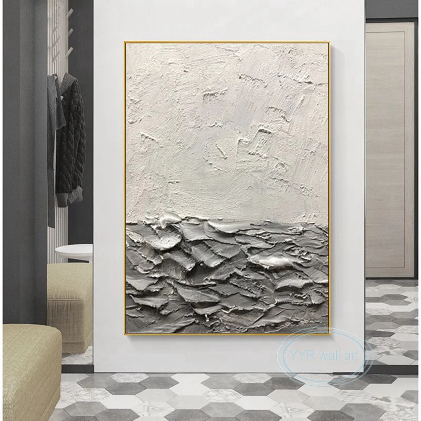 

Толстая Текстура ручной работы, акриловая картина маслом, Абстрактные Волны, подвесные плакаты, настенное искусство, холст для гостиной, спальни, крыльца, Декор, фрески