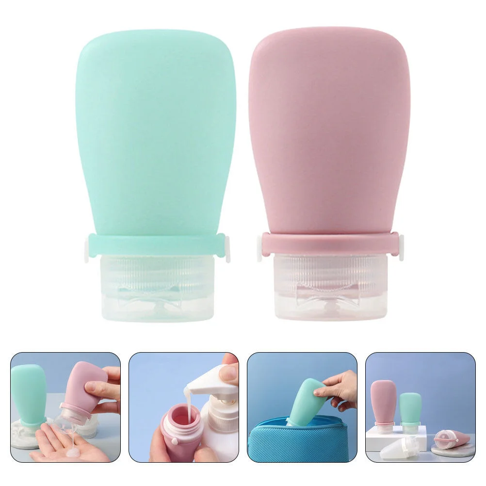 

2 Pcs Silica Gel Bottle Travel Size Toiletries Women Liquid Containers Toiletry Bottles Lotion Set Make Shampoo Conditioner