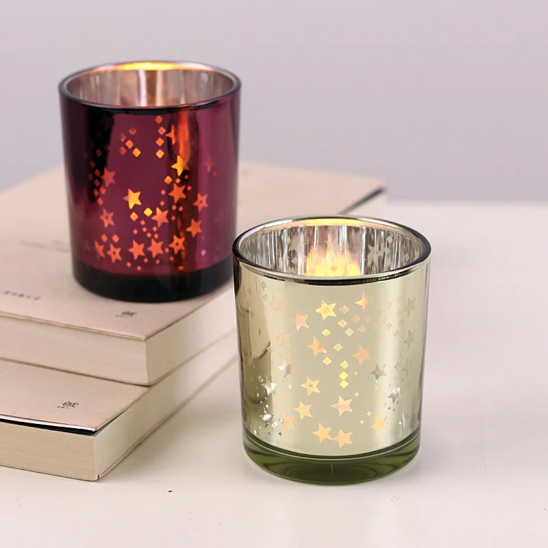 

Candle Making Supplies Gold Star Candle Cup Electroplated Carved Candle Table Glass Cup Candle Jars Diy Candle m