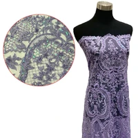 greenpinkpurpleblue vintage luxury design handmade beaded mesh embroidery lace fabric for sewing african george party dresses