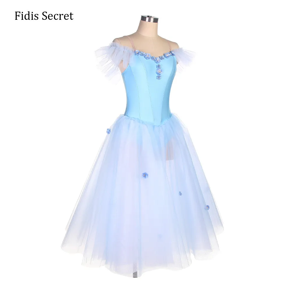 Женское небесно-голубое танцевальное платье сценическая одежда балетное