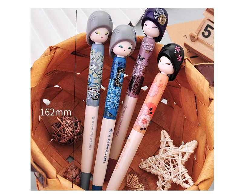 

Japanese Style Creative Gel Pen Student Writing Tools Kawaii Kimono Girl Pens School Gifts Stationery Office Supply 0.5mm Black