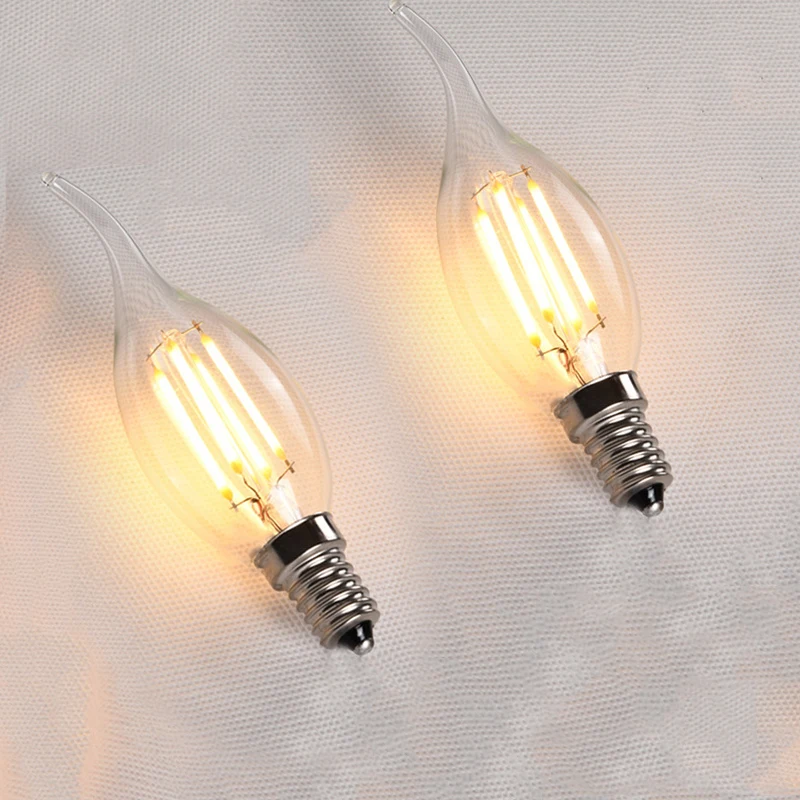 

Dimmable E14 2W 4W 6W Warm White 2800k 220V Edison COB Filament Retro LED Light Flame Shape Candle Bulb Lamp Chandelier