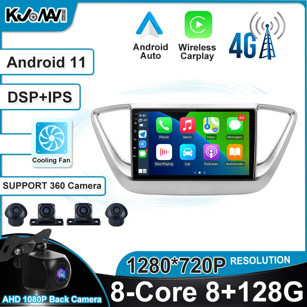 

For Hyundai Solaris 2 Verna 2017-2020 Carplay Android 12 Car Auto Radio Multimedia Stereo Player WiFi GPS Navigation Head Unit