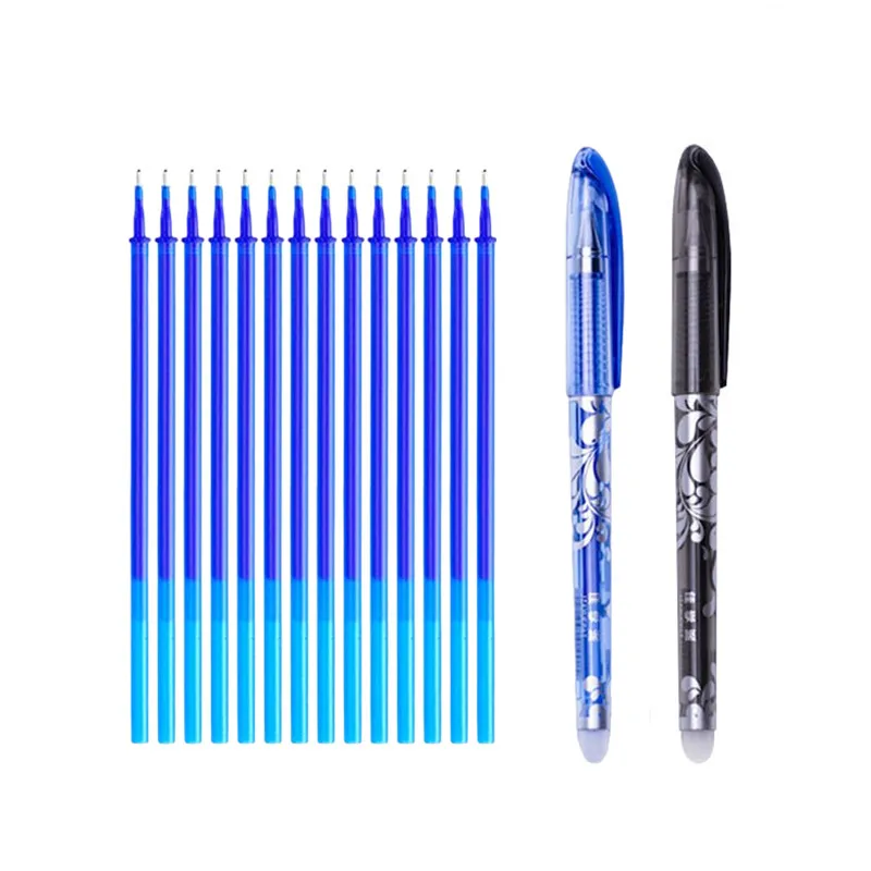 12Pcs/Set Erasable Pen Gel Pens 0.5mm School Supplies Blue Black Ink Refills Rod Writing Gel Pen Office Stationery Kids Pens