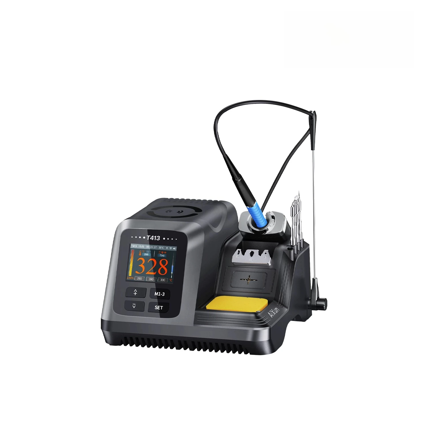 Фото Паяльная станция AIXUN 200W T413 с интегрированным прецизионным паяльником, совместимая с ручками T210/T245/T225 для точного ремонта электроники №2