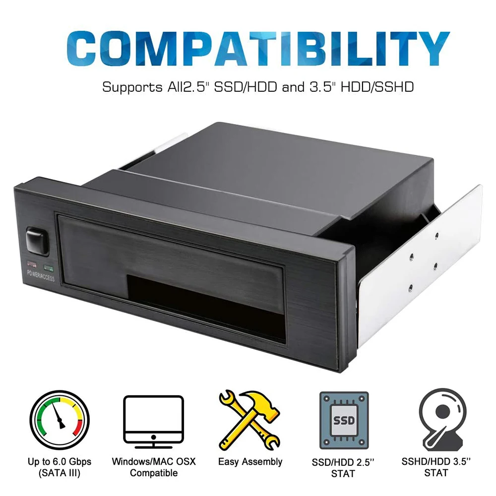

2.5/3.5inch SATA Serial HDD SSD Internal Enclosure Hard Drive Tray Rack Mobile Hot Swap Rack For PC Case