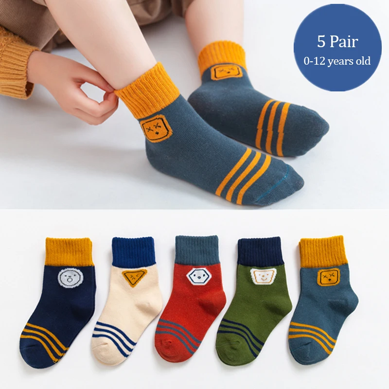 

5Pairs/lot Cute Baby Girls Socks Autumn Rainbow Stripes Cotton Children socks Infant Toddler Boy Socks Kids Calcetines 1-12Y