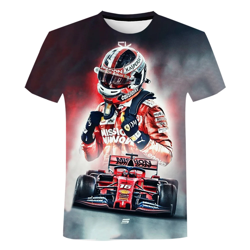 

Impressão 3d corrida F1 crianças das mulheres dos homens 2023 nova harajuku verão manga curta casual respirável camiseta bonito