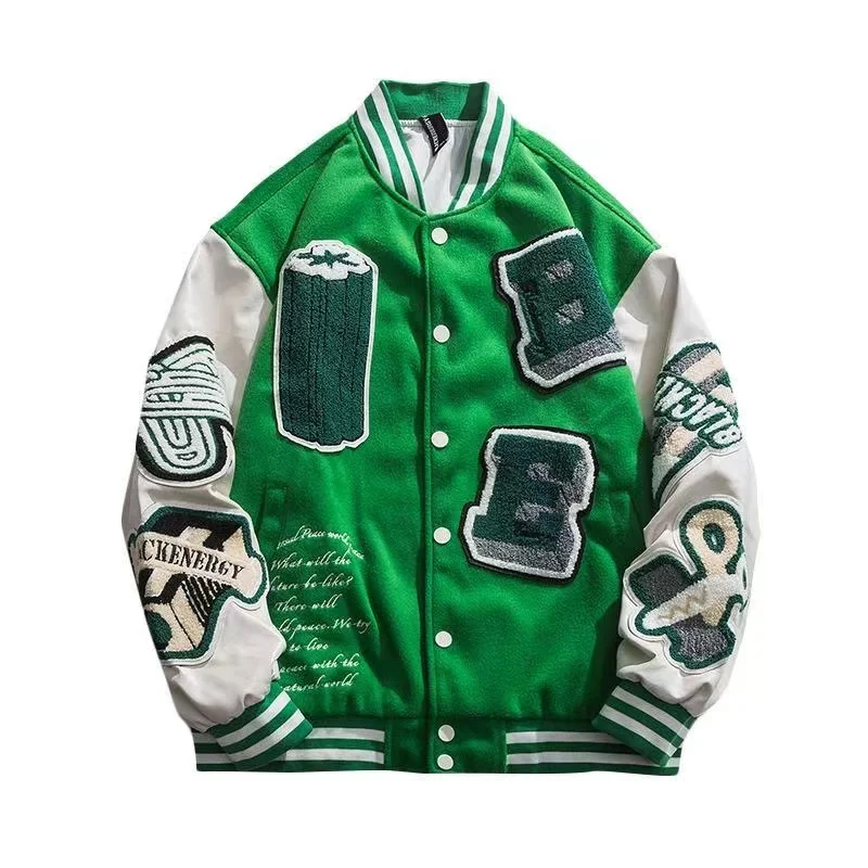 

Куртка Varsity в стиле хип-хоп для мужчин и женщин, зимняя бейсбольная куртка в стиле пэчворк с вышитыми буквами, Женская куртка для колледжа, ве...