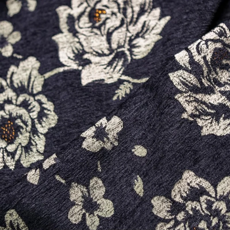 Фото Черный, золотой пион, жаккардовая ткань, пион, комплект Cheongsam, текстурированный теплый осенне-зимний комплект одежды, материал Fusion №5
