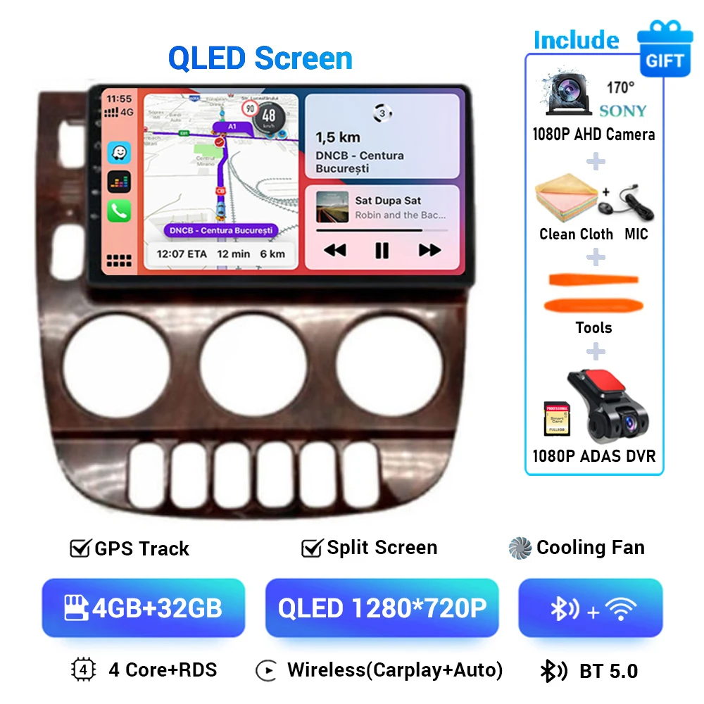 

Автомагнитола на Android 14 для Mercedes Benz M-Class W163 ML 1997 - 2005 с радио, видео, мультимедийным проигрывателем, навигацией, GPS, камерой Carplay IPS 360
