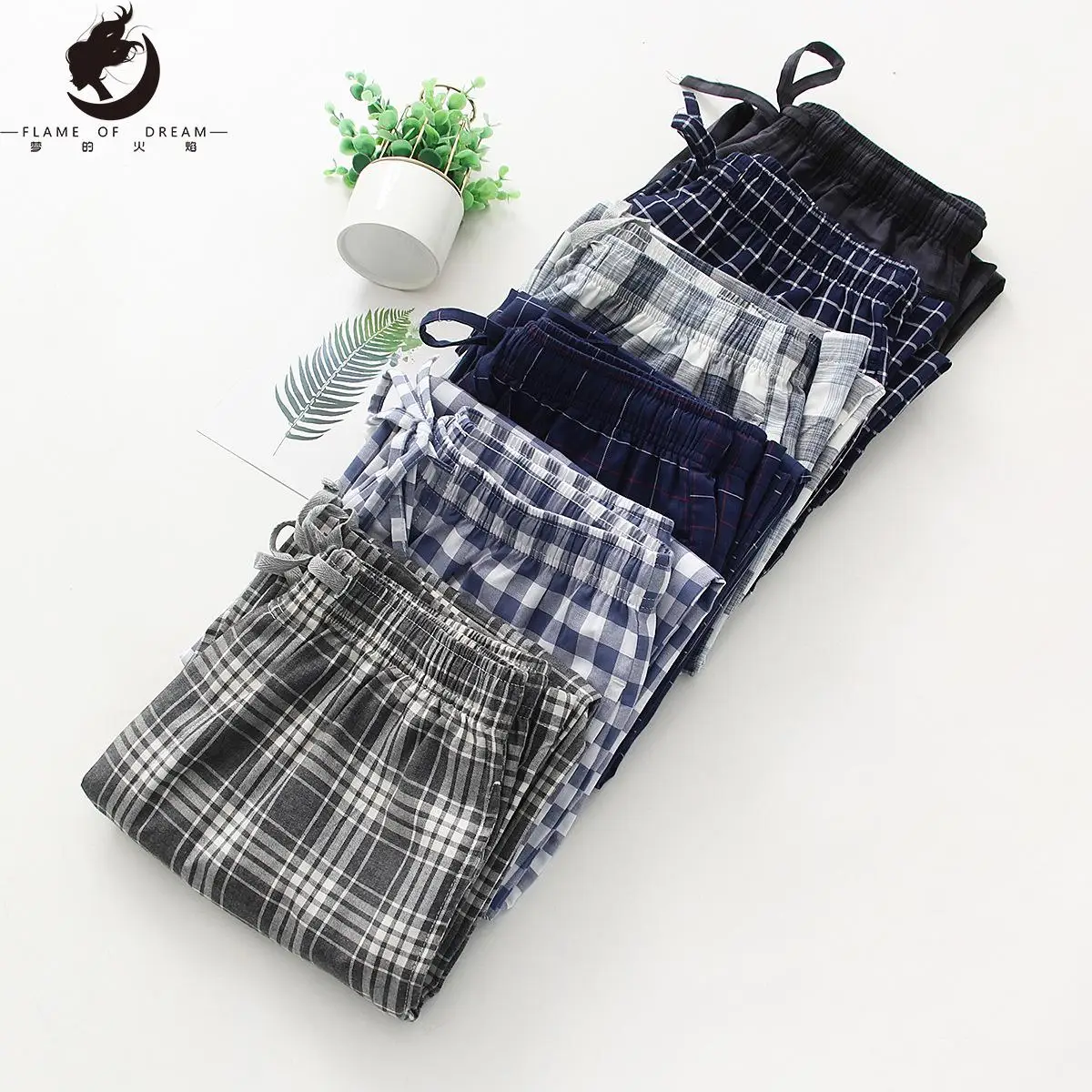 Flame of dream Spring And Summer Men's Thin Pajamas Cotton Large Loose Comfortable Breathable Home Pants 221700