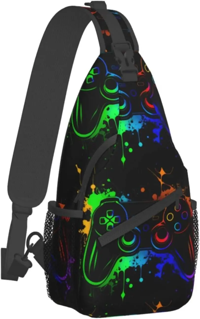 

Gamer Gamepad Crossbody Sling Backpack for Women & Men Chest Shoulder Bag Sling Backpack Casual for Travel Hiking