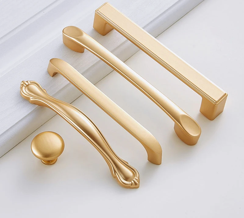 

Wardrobe door handle drawer cabinet gold light luxury American modern minimalist Nordic European style small